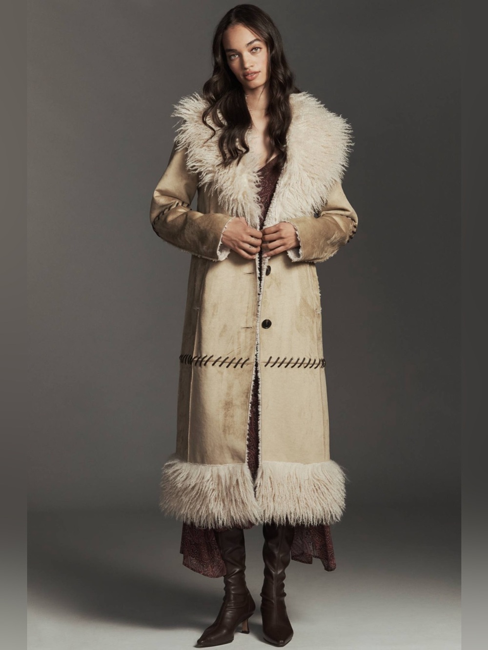 By Anthropologie Faux-Suede Longline Coat - Picture 5 of 10